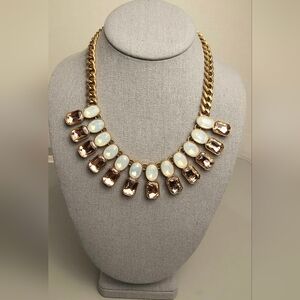 [J. CREW] Brulèe Iridescent Opalescent & Rose Crystals DoubleDrop Bib Necklace